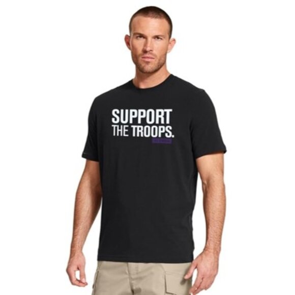 Under Armour UA "Support The Troops - I Will" Black Tee Shirt T-Shirt Sz XL EUC - Picture 6 of 7